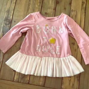 Girls 24 month long sleeved pink ruffle shirt